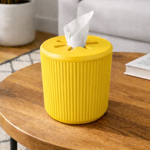 Gul servietæske med en rulle papir, rillet organizer