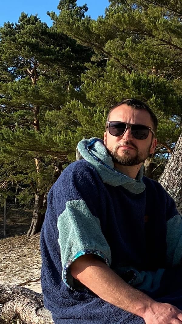 Surfponcho djupblå - bomull L MAN längd 115cm