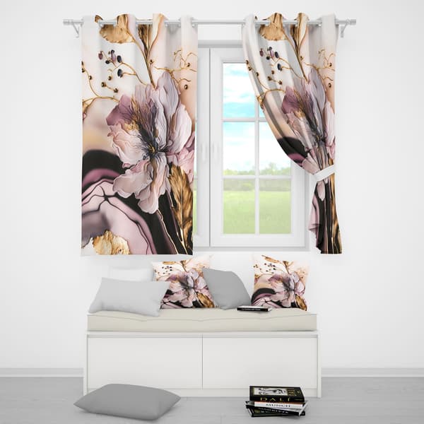 Gardin med snørehuller print 137