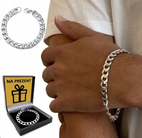 Silver Herr TJOCKT ARMBAND 20cm Pansararmband + GRATIS
