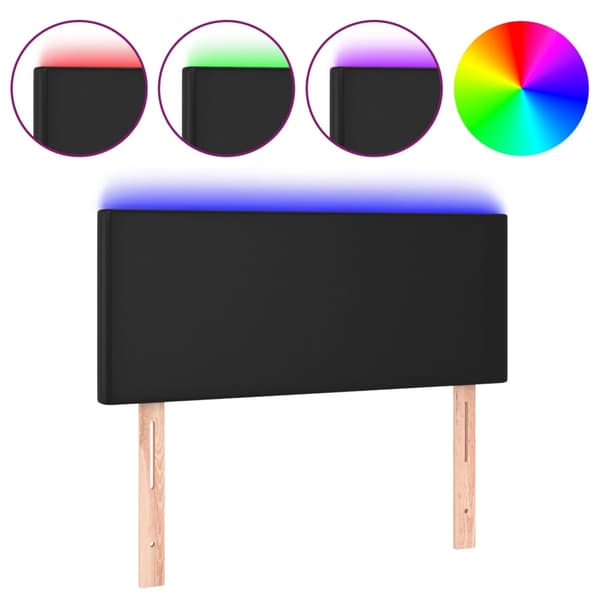 vidaXL LED sengegavl sort 80x5x78/88 cm kunstlæder