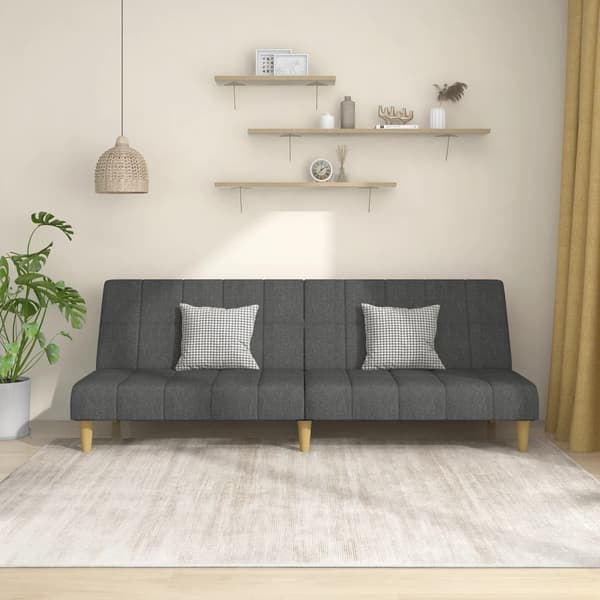 vidaXL 2-sits bäddsoffa, mörkgrå, klädd i tyg