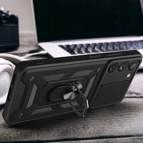 Etui til Samsung Galaxy A55 5G ARMOR COVER SLIDE RING FORSTÆRKET + GLAS