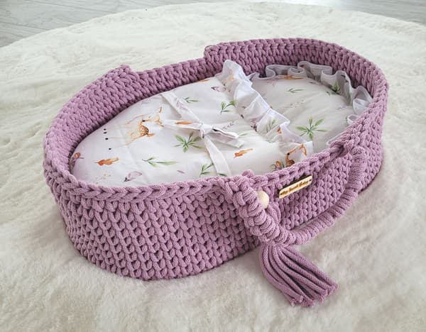 Moses Basket BOHO Bomullsdockbärare - Lavendel