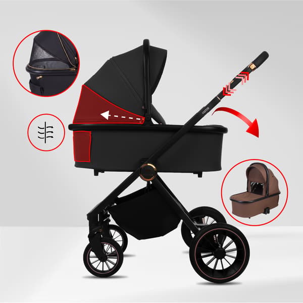 BabyLux CASTOR 2-i-1 klapvogn, gondol, let, foldbart sæt