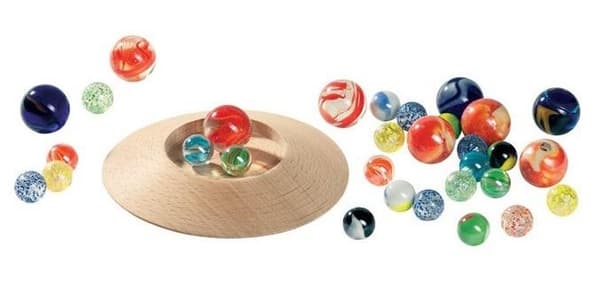 Glaskulor med spelplatta