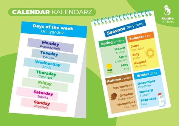 Engelska flashcards - Kalender 3 st