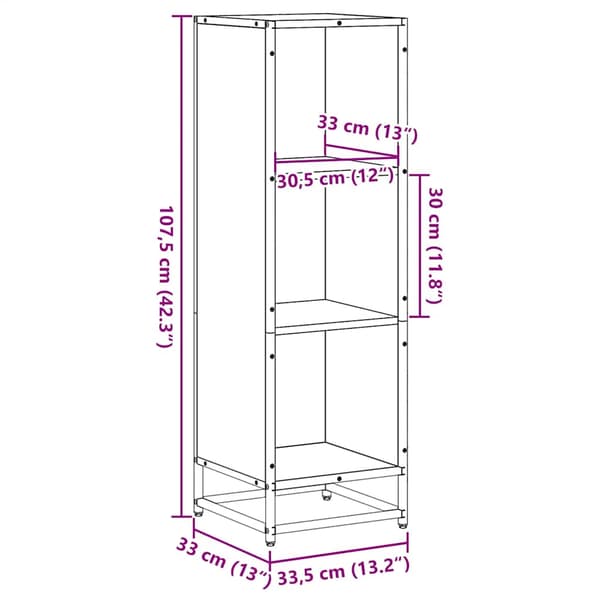 vidaXL bogreol, sort, 33,5x33x107,5 cm