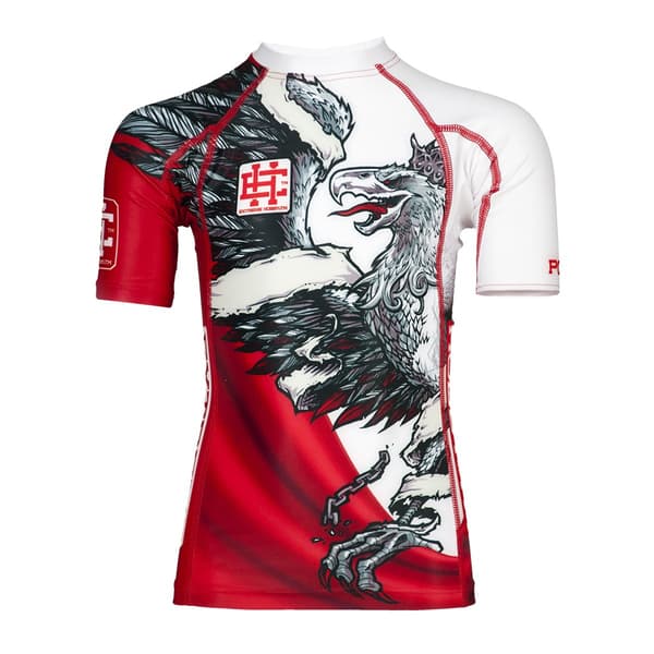 Kortærmet rashguard til børn POLISH EAGLE 164 RØD
