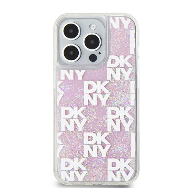 DKNY Liquid Glitter Multilogo-cover til iPhone 15 Pro, lyserød