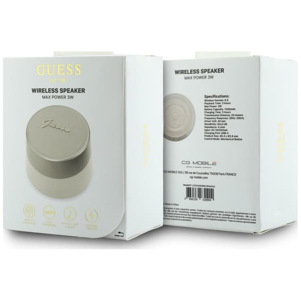 Guess 5W Bluetooth-högtalare med skript i metall och logotyp, guld