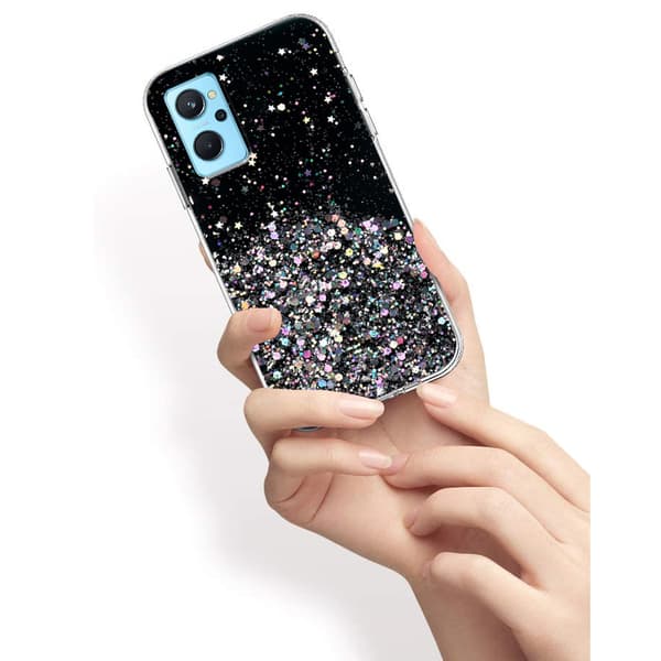 Etui til Realme 9i / Oppo A96, Glitrende, Sort