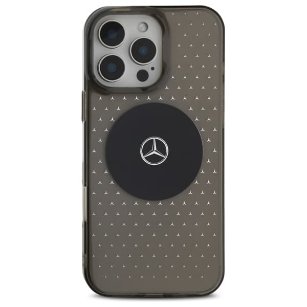 Mercedes MB-cover med stjernemønster til iPhone 16 Pro, sort