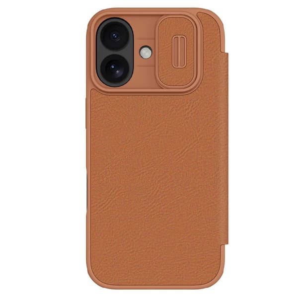 NILLKIN Flip-cover til iPhone 17, CamShield Qin Pro, læder, brun