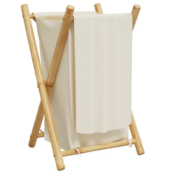vidaXL Pyykkikori kermanvärinen 41,5x36x63,5 cm bambu