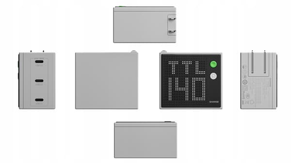 GaN SHARGE Pixel Oplader 140W 3x USB C Hurtigopladning iPhone Grå