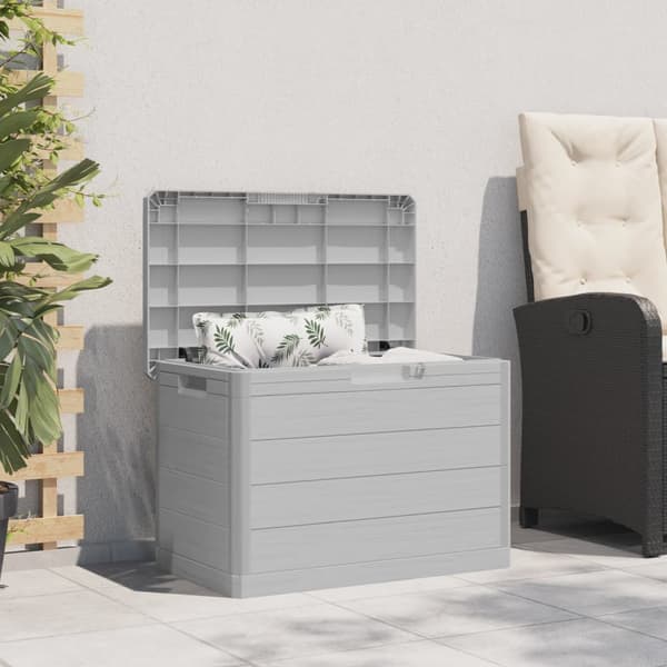 vidaXL Trädgårdskuddlåda grå 77,5x44,5x53 cm PP