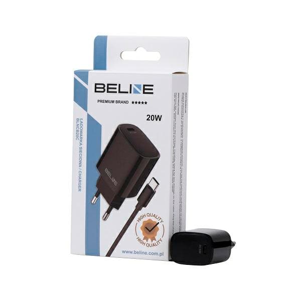 Beline 1x USB-C 20W Vægoplader + USB-C PD 3.0 Kabel Sort