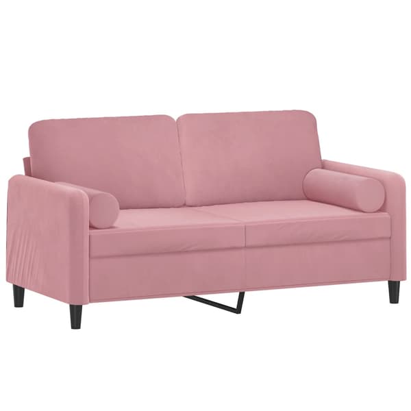 vidaXL 2-sitssoffa med kuddar, rosa, 140 cm, sammet