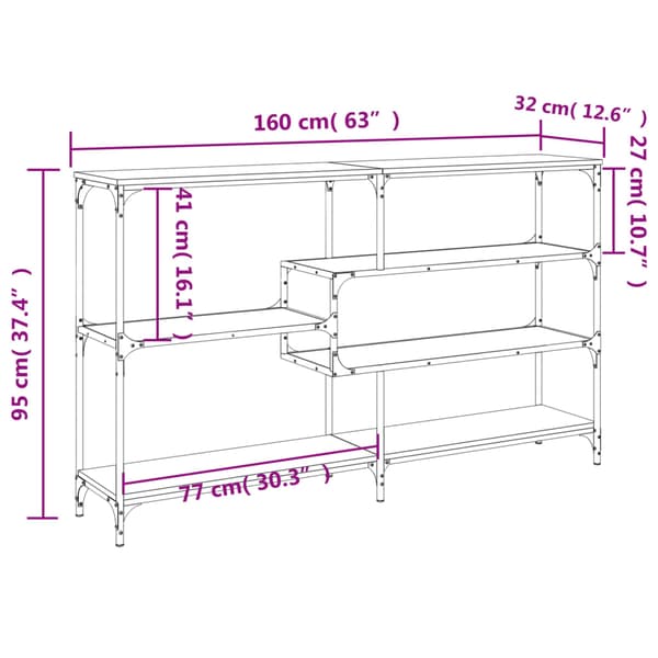 vidaXL konsolbord brunt egetræ 160x32x95 cm