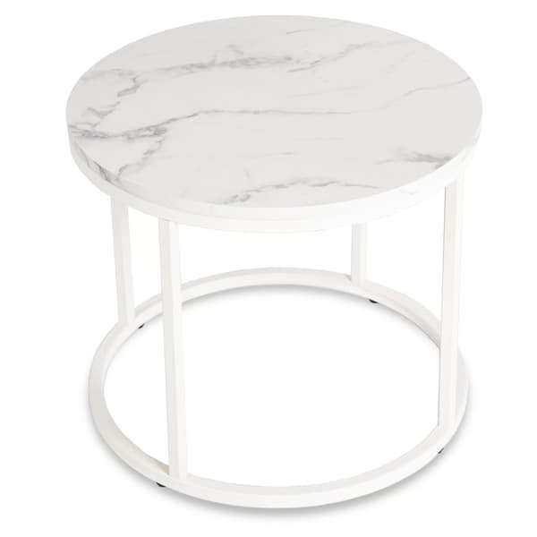 AGNES Soffbord 53 cm Vit Marmor Modern