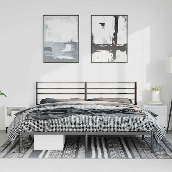 vidaXL metalsengestel med hovedgærde sort 193x203 cm