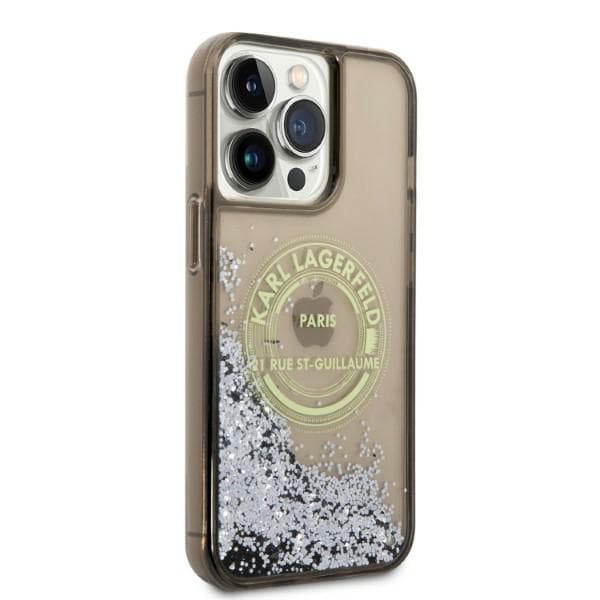 Karl Lagerfeld Liquid Glitter RSG-cover til iPhone 14 Pro Max, sort