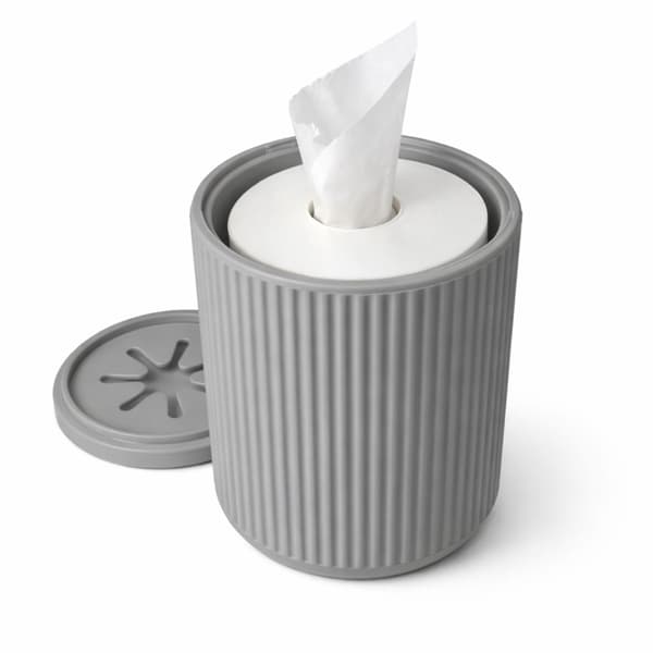 Grå servietæske med papirrulle, rillet organizer