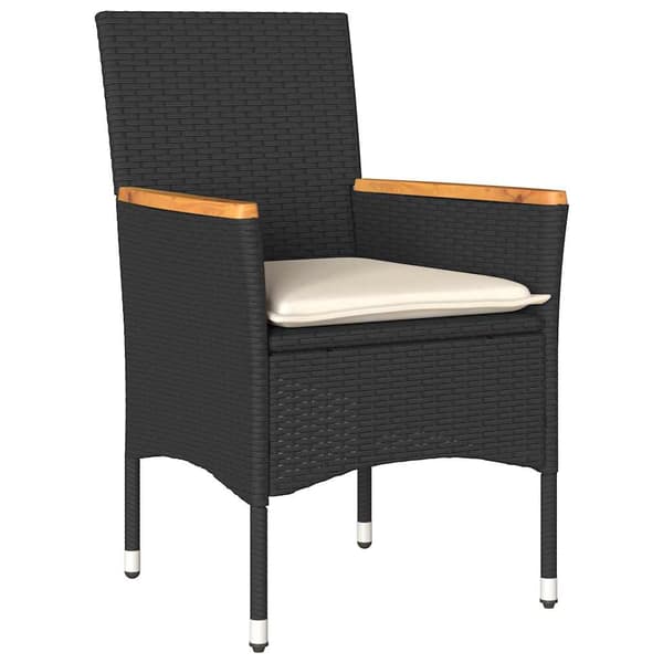 vidaXL havemøbelsæt med 3 dele og hynder, sort, polyrattan