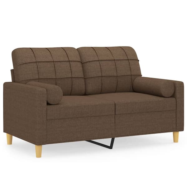 vidaXL 2-sitssoffa med kuddar, brun, 120 cm, tyg