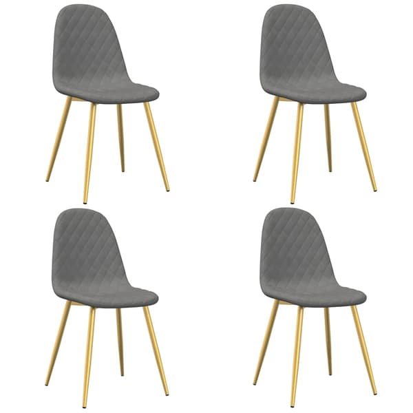 vidaXL Matstolar, set om 4, ljusgrå, klädda i sammet