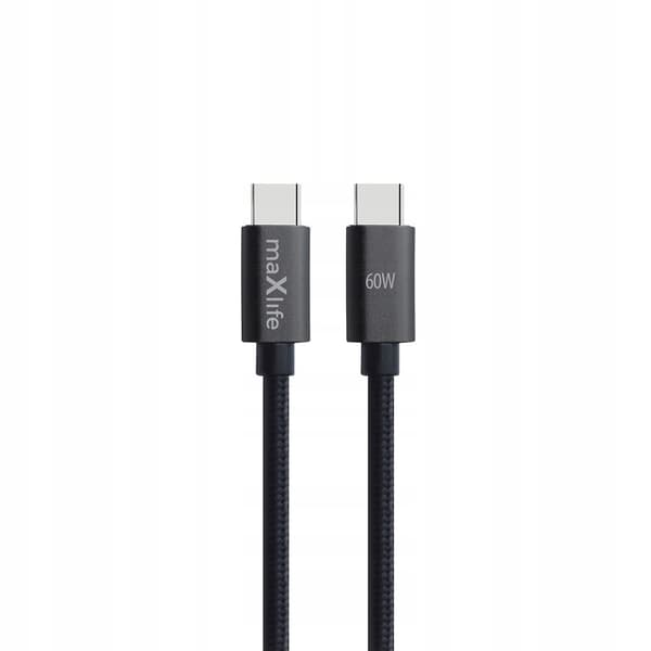 USB Typ C - USB Typ C-kabel 1,0 m 60W MEGA SNABB STARK svart NYLONSLADDE
