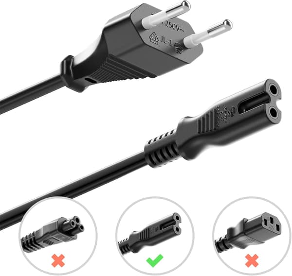 CEE7/16 til IEC C7 strømkabel, sort, 1,8 m - LogiLink CP092