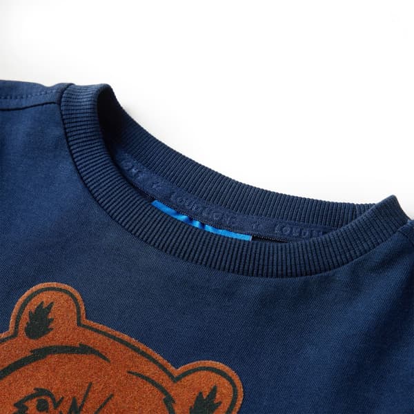 Barn långärmad T-shirt, marinblå, 92