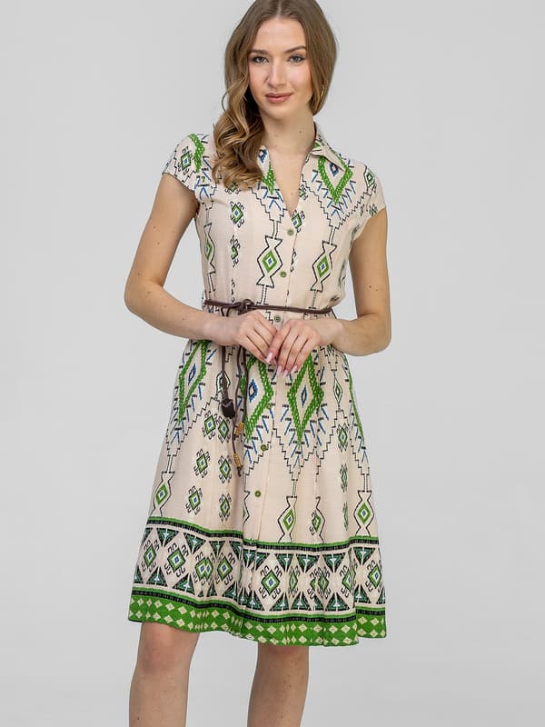 DAMKLÄNNING I BOHO-STIL MED MÖNSTER, MIDI