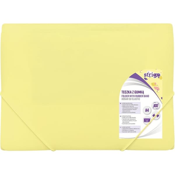 Mappe med elastik A4 PP pastelgul STRIGO