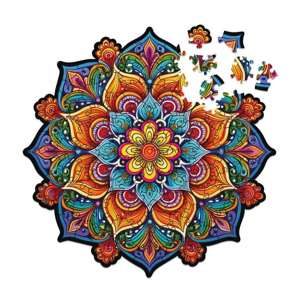 Træpuslespil. Mandala. Glæde.