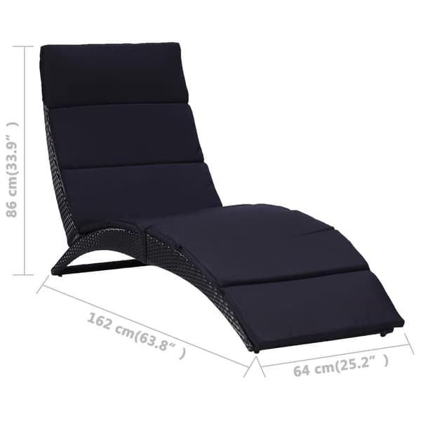 vidaXL polyrattan liggestol med hynde, sort