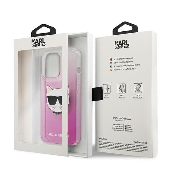 Karl Lagerfeld Choupette Head-etui til iPhone 13 Pro Max, lyserød