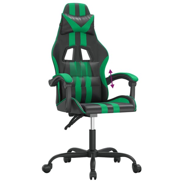vidaXL gamingstol, sort og grøn, kunstlæder