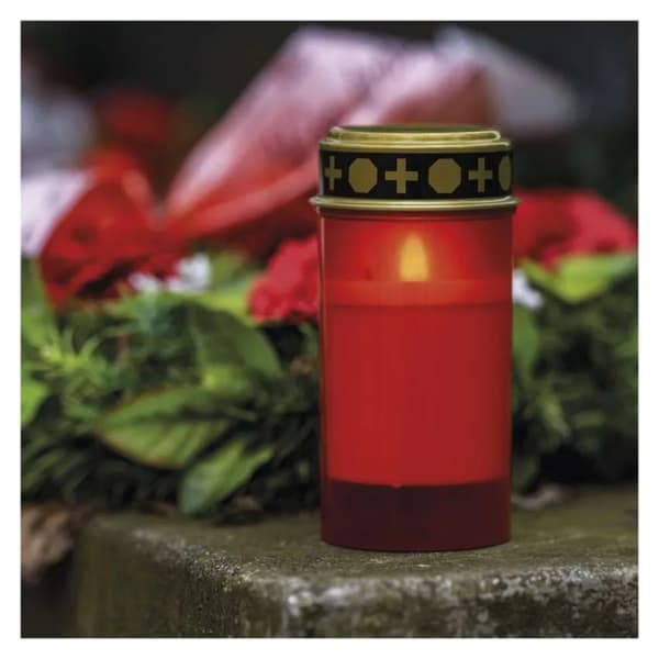 LED-kyrkogårdsljus, rött, 2x C, IP44, timer