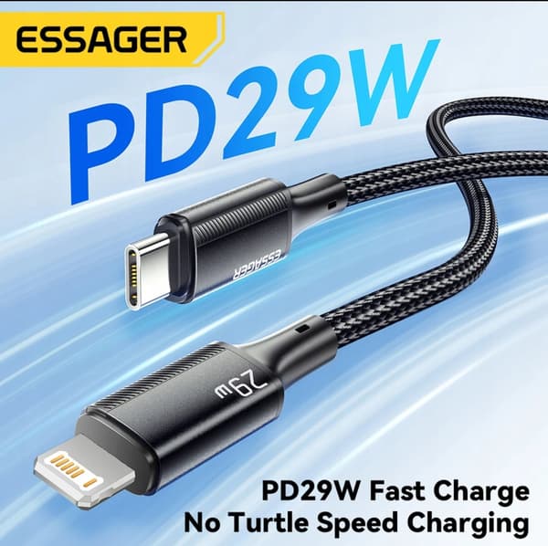 Essager 2m USB C Pd til Lighting-kabel til iPhone 14 13 12 Pro X 8 Fast 29W