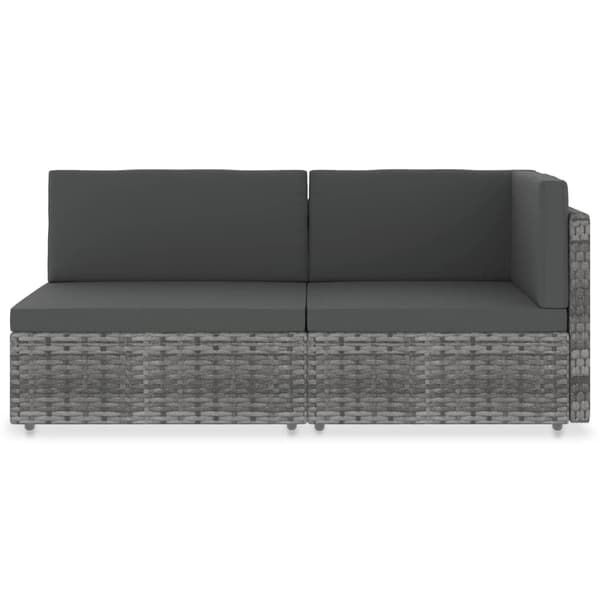 vidaXL 2-personers modulær sofa, PE-rattan, grå
