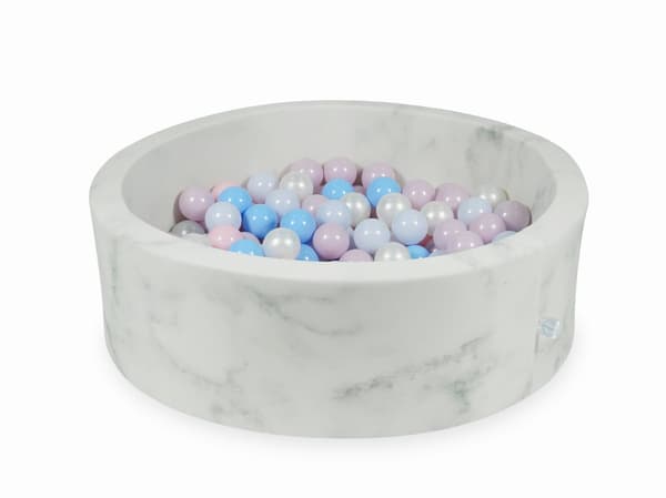 Tør pool 90x30 marmor med 200 bolde: lyserød, lyserød perle, lyseblå perle, lyseblå, perle
