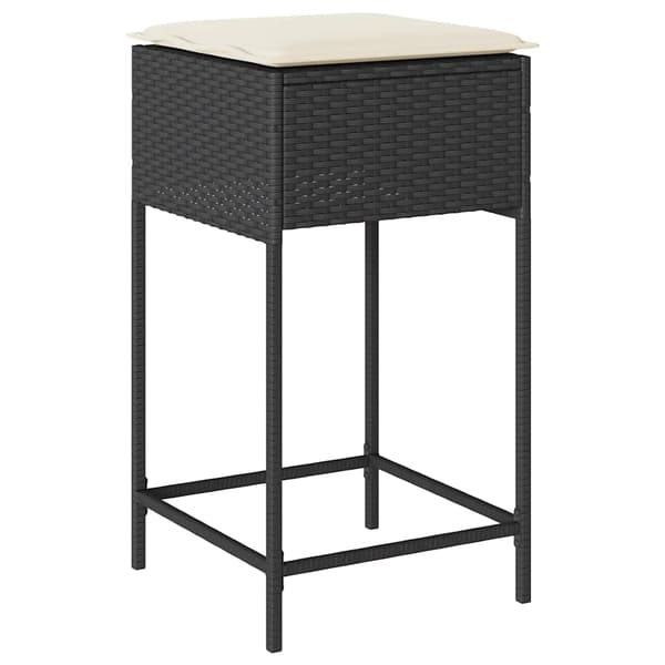 vidaXL 3-delt barsæt med hynder, sort polyrattan