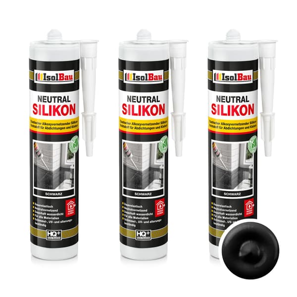 IsolBau Neutral Silikone Sort Neutralsilikone 3 x 300ml