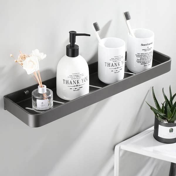 Loft badeværelseshylde, 40 cm, køkken, til væsker og shampoo, sort stål
