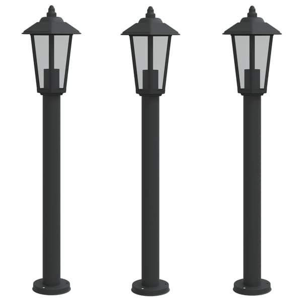 vidaXL havelamper, sæt med 3, sort, 80 cm, rustfrit stål
