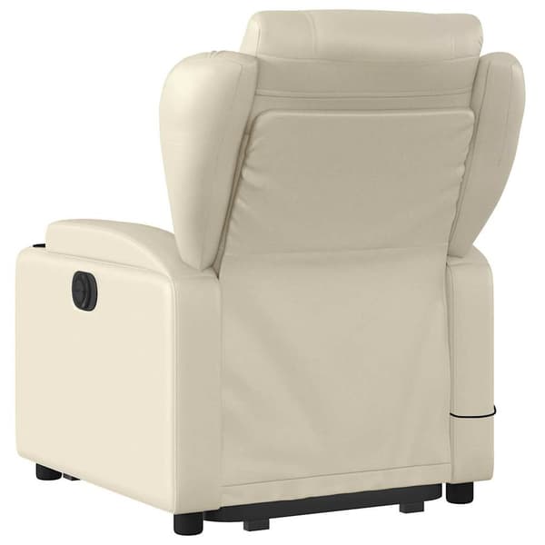 vidaXL Lyftbar massagefåtölj, krämfärgad, konstläder