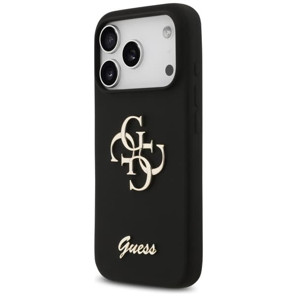 Guess Big 4G Script -silikonikuori iPhone 17 Prolle, musta